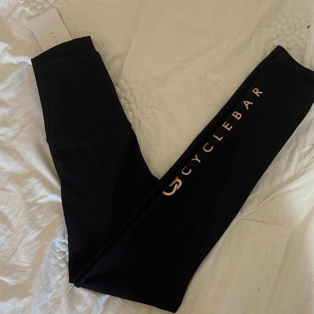 Cyclebar Tavi Black Leggings with Logo Detail